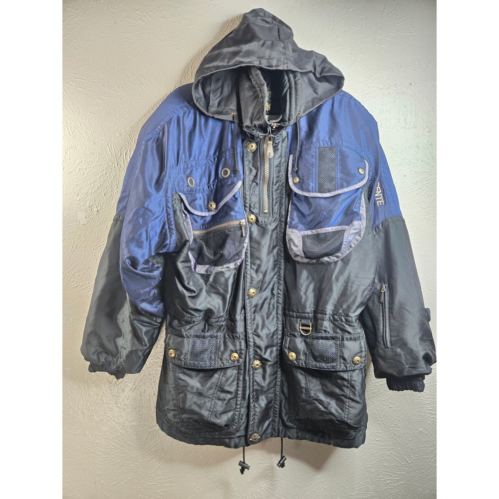 Descente Insulated‎ Ski Jacket Mens M Black Blue Utility Gorpcore Vintage Coat